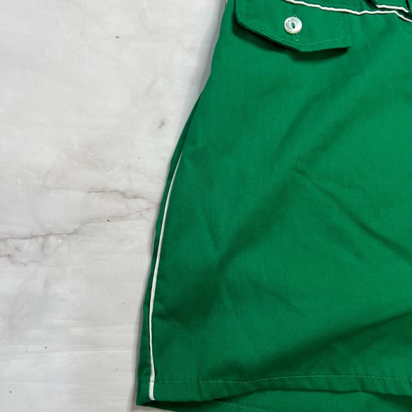 Vintage Mens Lined Green Shorts Swim Trunks Size M White Piping 70s - Picture 3 of 6